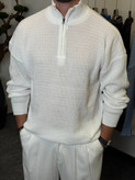 بافت نیم زیپ قواره باکسی | فری سایز (مناسب سایز L تا 2xl) رنگ سفید