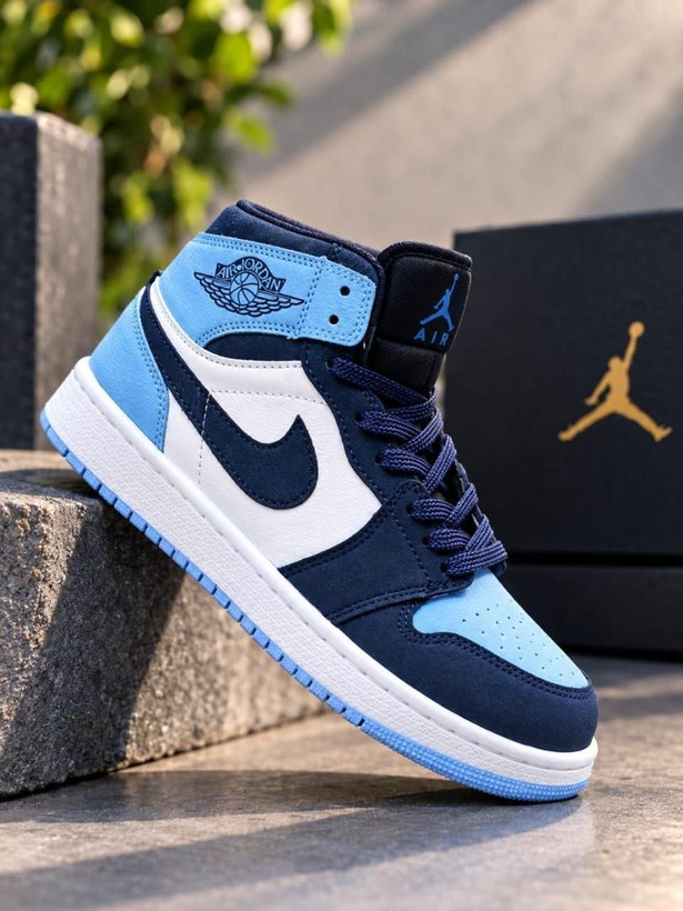 کتونی ساقدار نایک ایر جردن رنگ ابی سرمه ای nike air jordan